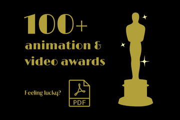 Image with black background and gold text reading: 100+ animation and video awards